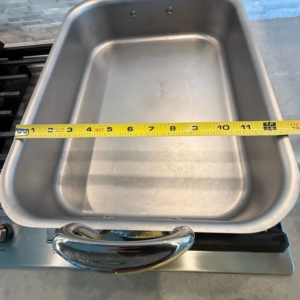 Mauviel Stainless Steel Roasting Pan Cast Stainless Steel Handles 15.7 x 11.8-In